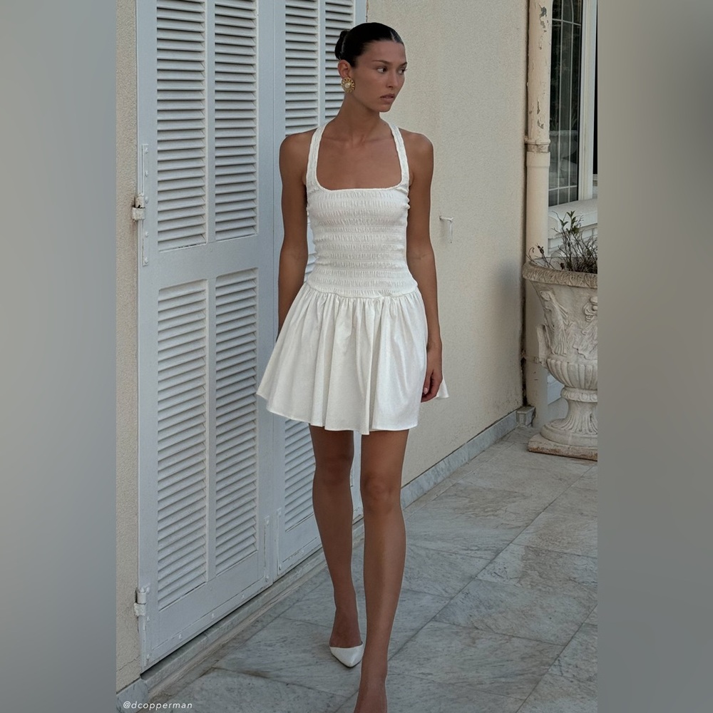 Meshki Shirred Halter Neck Mini Dress